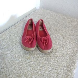 Ugg Red Canvas Slip On Flat Shoes